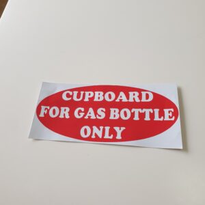 Gas bottle in the cupboard installation LPG peel and stick signage Health and safety sign safety regulation