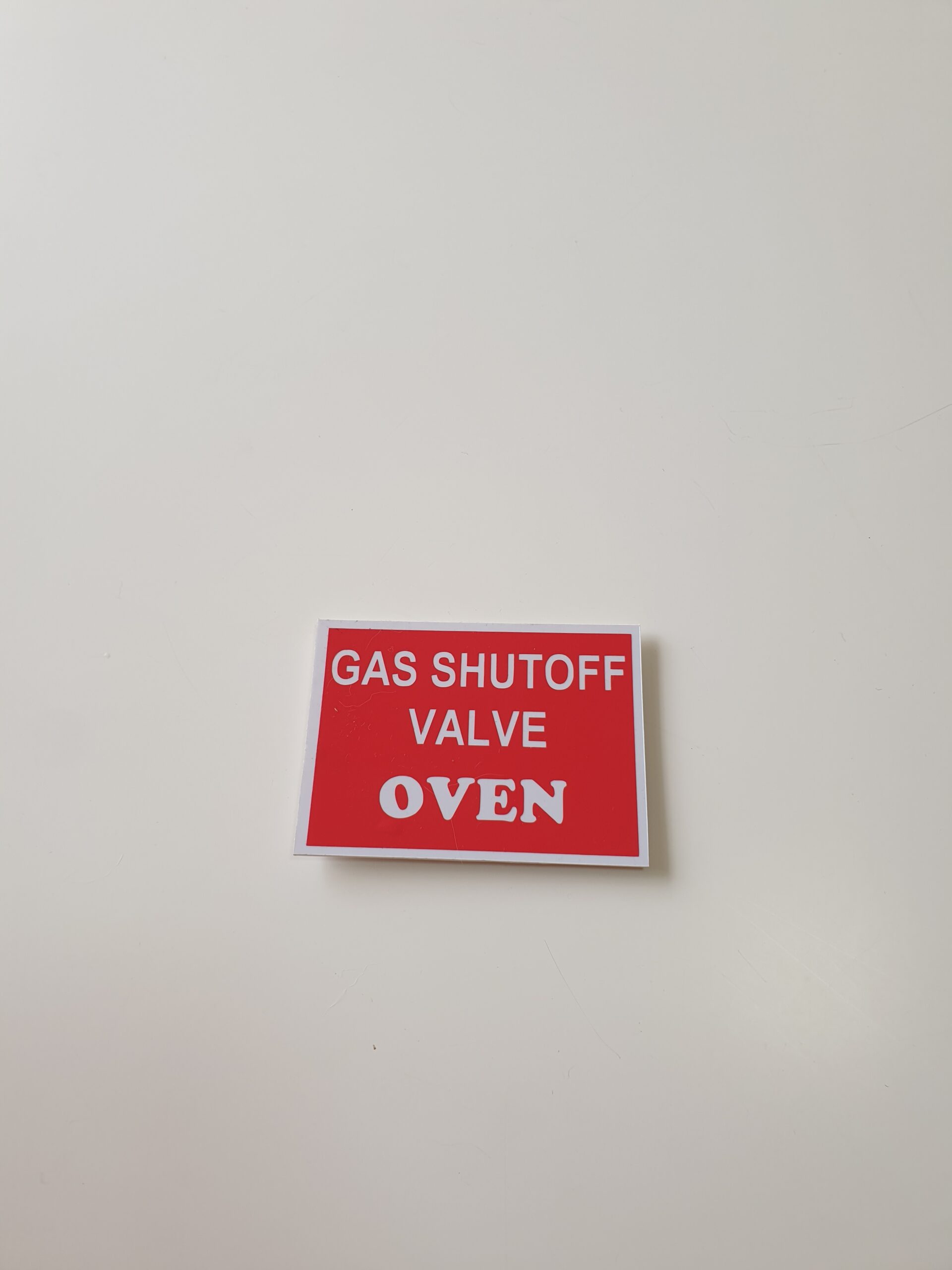 Gas Shut Off Valve Oven Signage